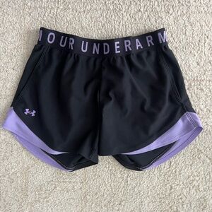 Under Armour Black and Purple Sports Shorts - Women’s XS